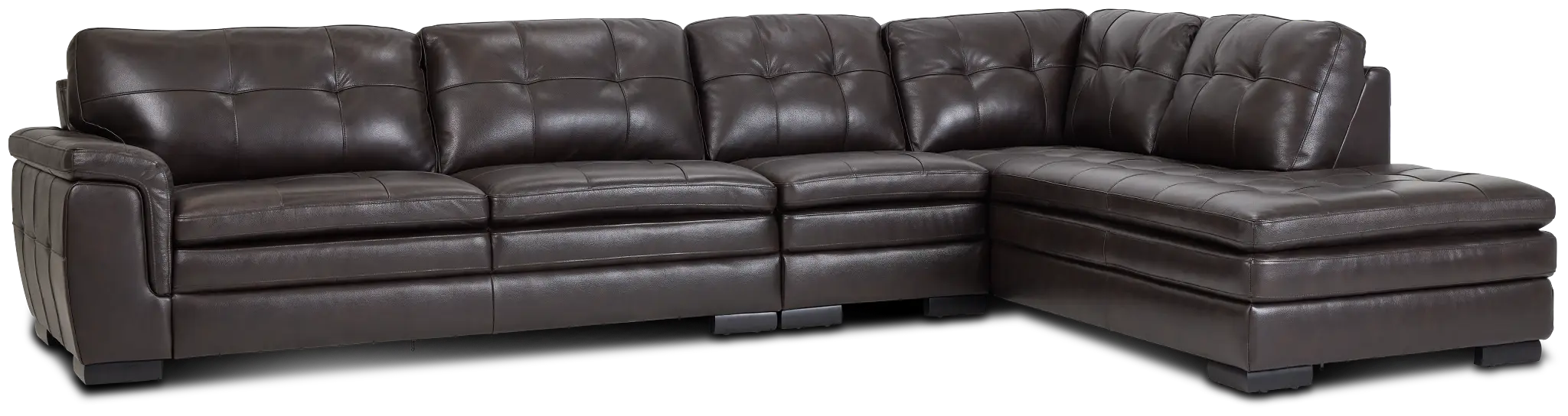 Braden Dark Brown Leather Medium Right Bumper Sectional Braden Dark Brown Leather Medium Right Bumper Sectional