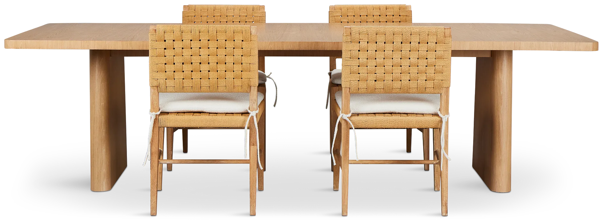 Malibu Light Tone Rect Table & 4 Woven Chairs