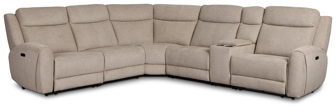 Walker Beige Fabric Medium Dual Power 2-arm Reclining Sectional