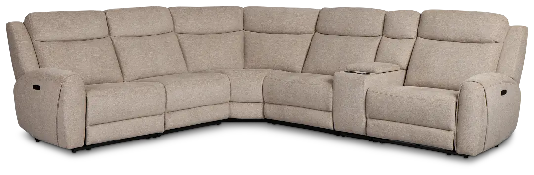 Walker Beige Fabric Medium Dual Power 2-arm Reclining Sectional Walker Beige Fabric Medium Dual Power 2-arm Reclining Sectional