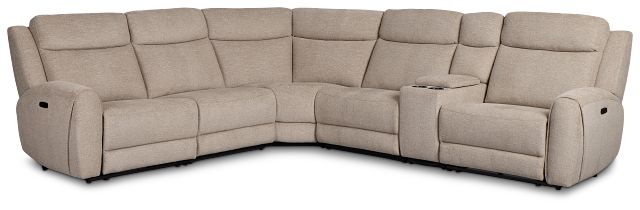 Walker Beige Fabric Medium Dual Power 2-arm Reclining Sectional