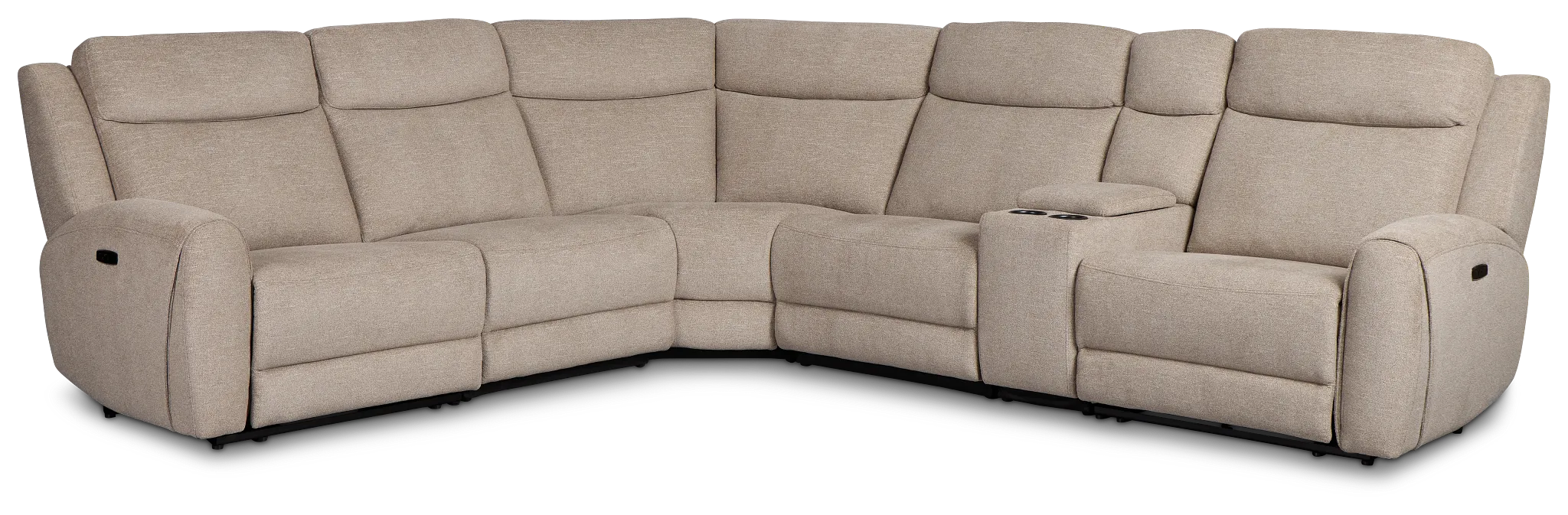 Walker Beige Fabric Medium Dual Power 2-arm Reclining Sectional