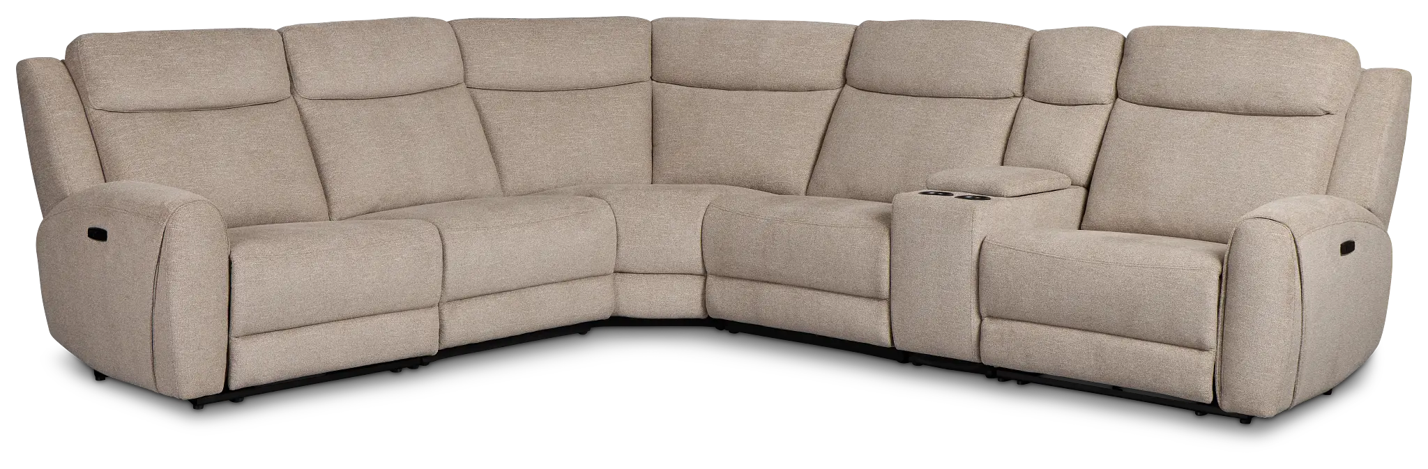Walker Beige Fabric Medium Dual Power 2-arm Reclining Sectional Walker Beige Fabric Medium Dual Power 2-arm Reclining Sectional
