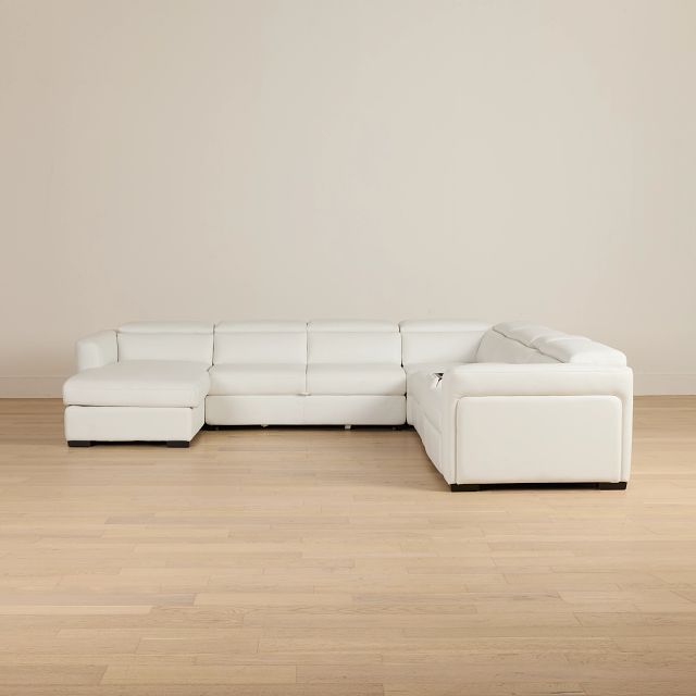 Melody White Storage Medium Left Dual Power Chaise Sleeper Sectional