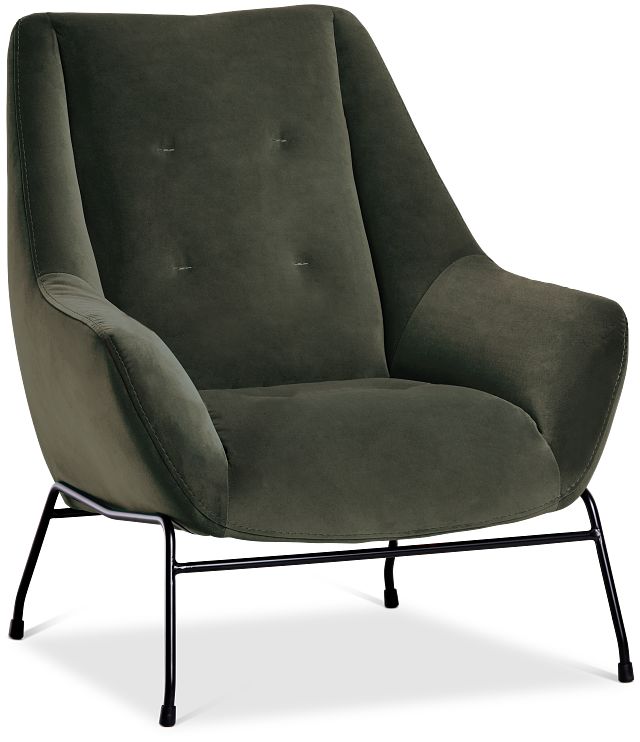 Xena Dark Green Velvet Accent Chair
