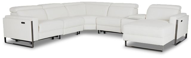 Atlas White Lthr/vinyl Medium Dual Power Right Chaise Sectional