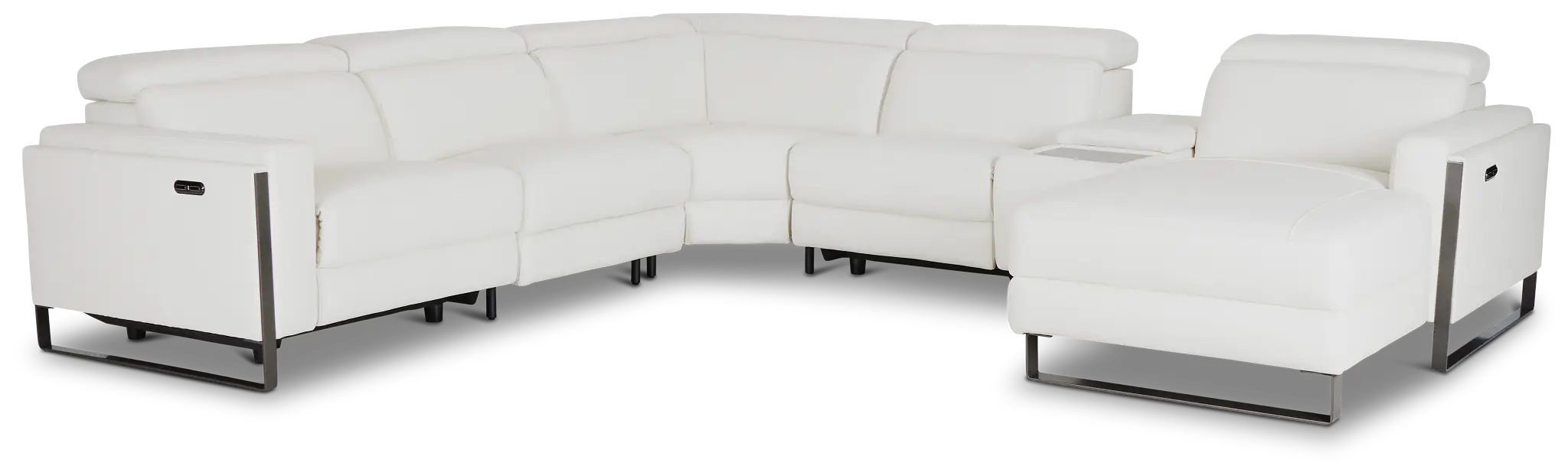 Atlas White Lthr/vinyl Medium Dual Power Right Chaise Sectional Atlas White Lthr/vinyl Medium Dual Power Right Chaise Sectional