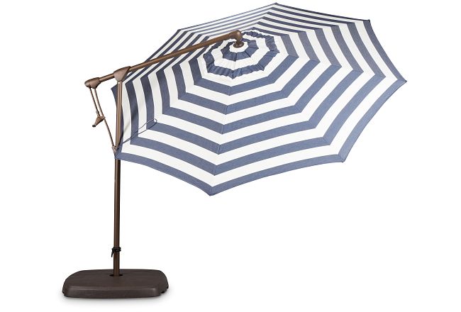 Grenada Dark Blue Stripe Cantilever Umbrella Set