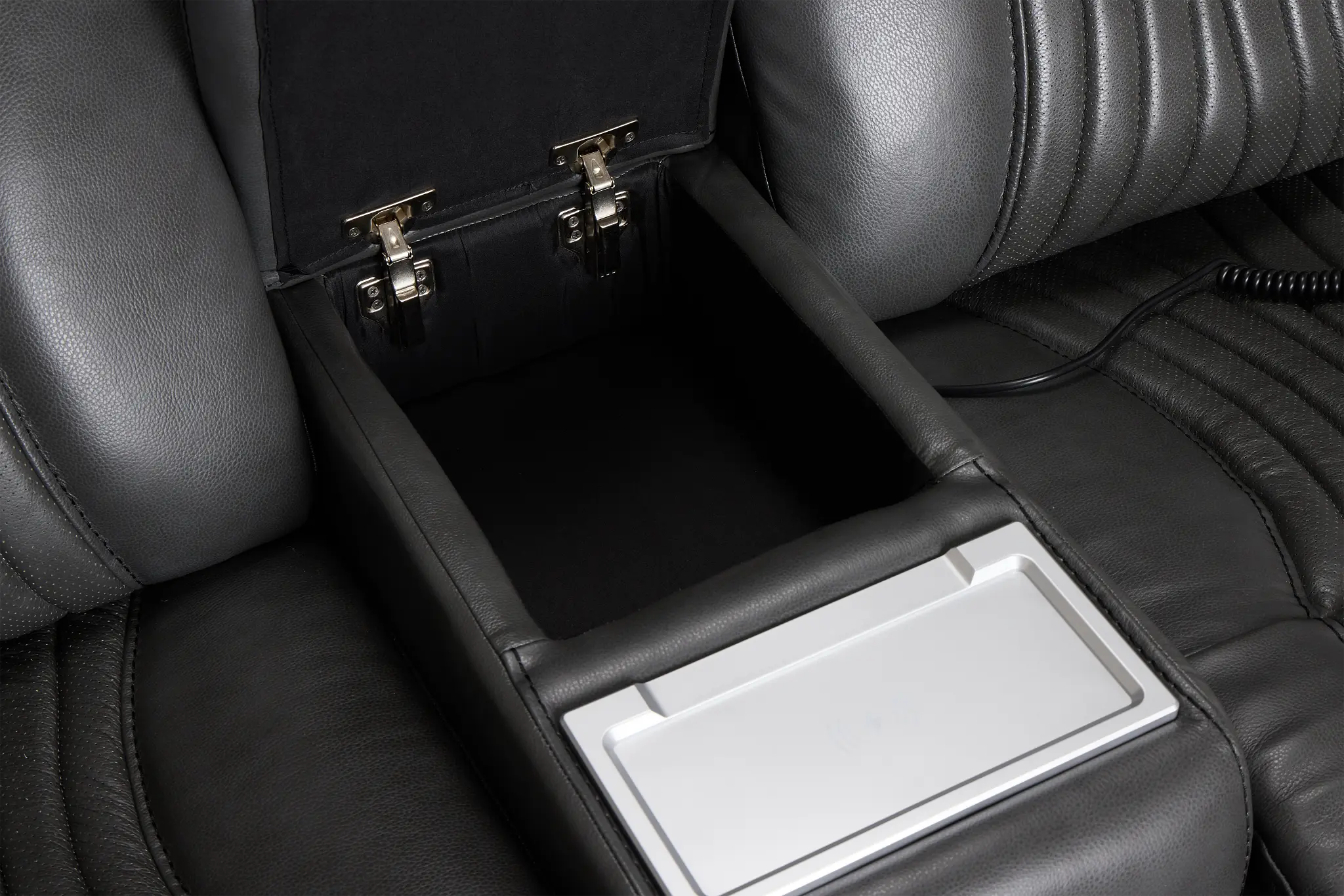 Nova Dark Gray Lthr/vinyl Medium 2-arm Dual Power Massage Sectional Nova Dark Gray Lthr/vinyl Medium 2-arm Dual Power Massage Sectional