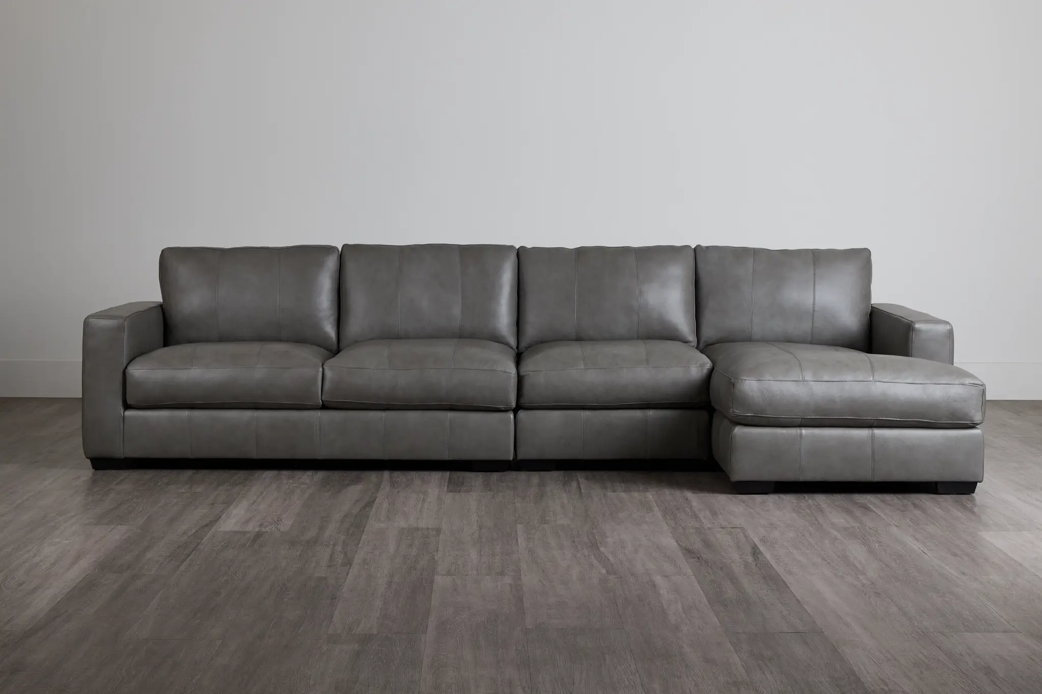 Dawkins Gray Leather Small Right Chaise Sectional Dawkins Gray Leather Small Right Chaise Sectional