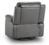 Mason Dark Gray Leather Power Swivel Glider Recliner