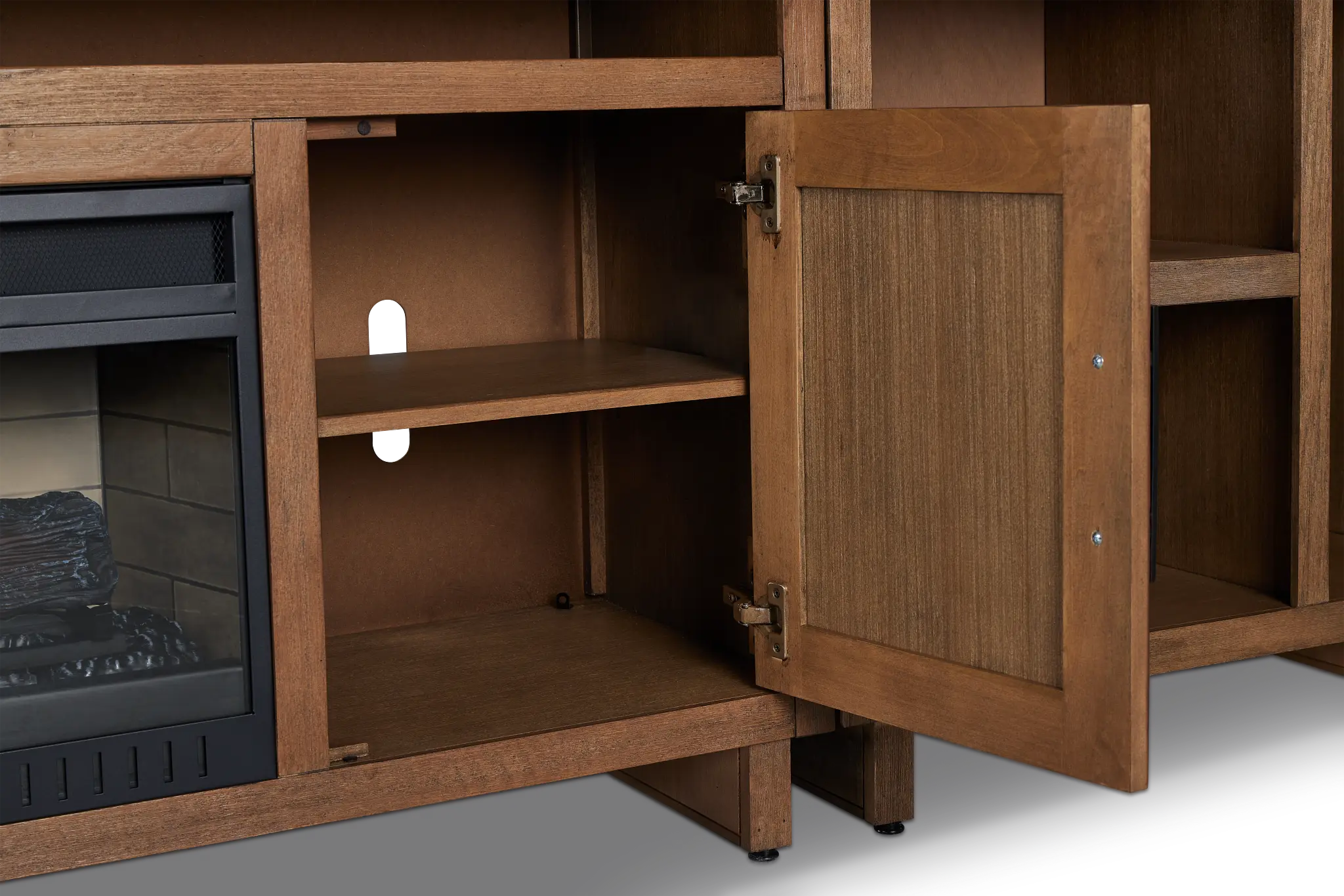 Richmond Light Tone 64" Open Pier Entertainment Wall With Fireplace Richmond Light Tone 64" Open Pier Entertainment Wall With Fireplace