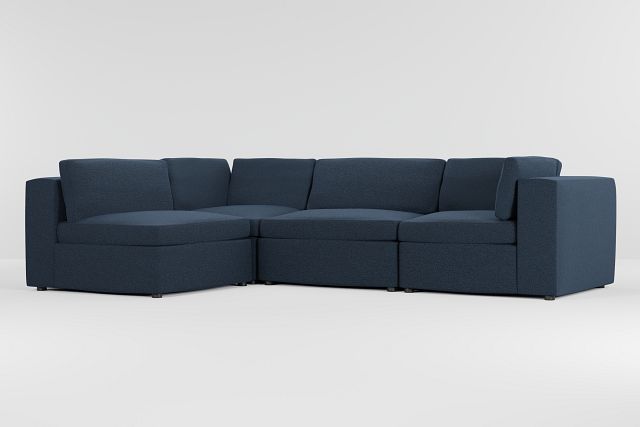 Destin Elite Dark Blue Fabric 4-piece Modular Sectional