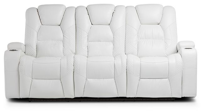 Troy White Micro Power Reclining Sofa