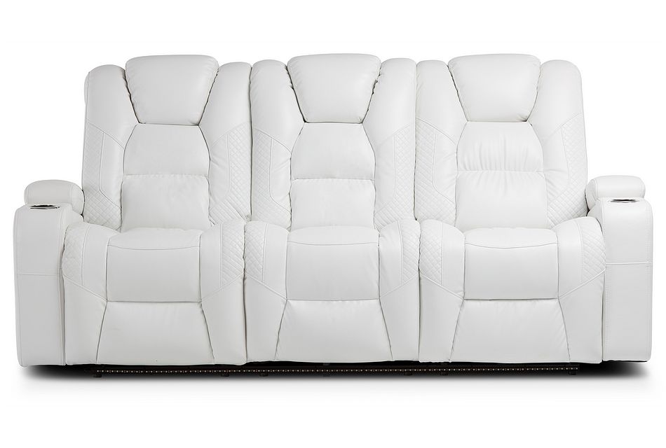 Troy White Micro Reclining Sofa Living Room Troy White Micro Reclining Sofa