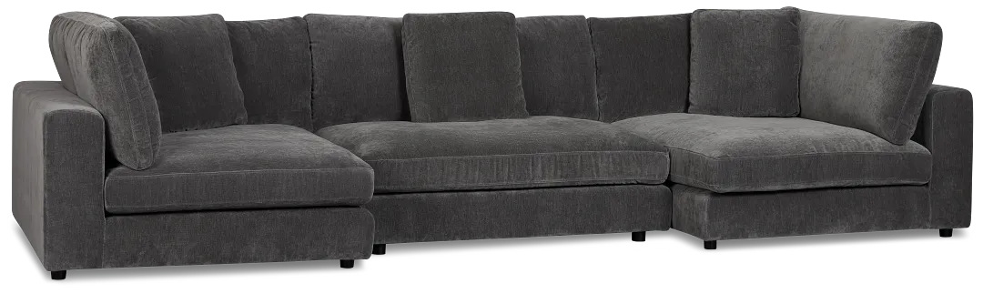 Lounge Dark Gray Fabric Double Chaise Sectional