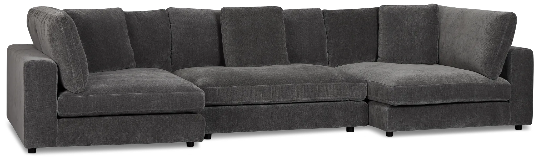 Lounge Dark Gray Fabric Double Chaise Sectional