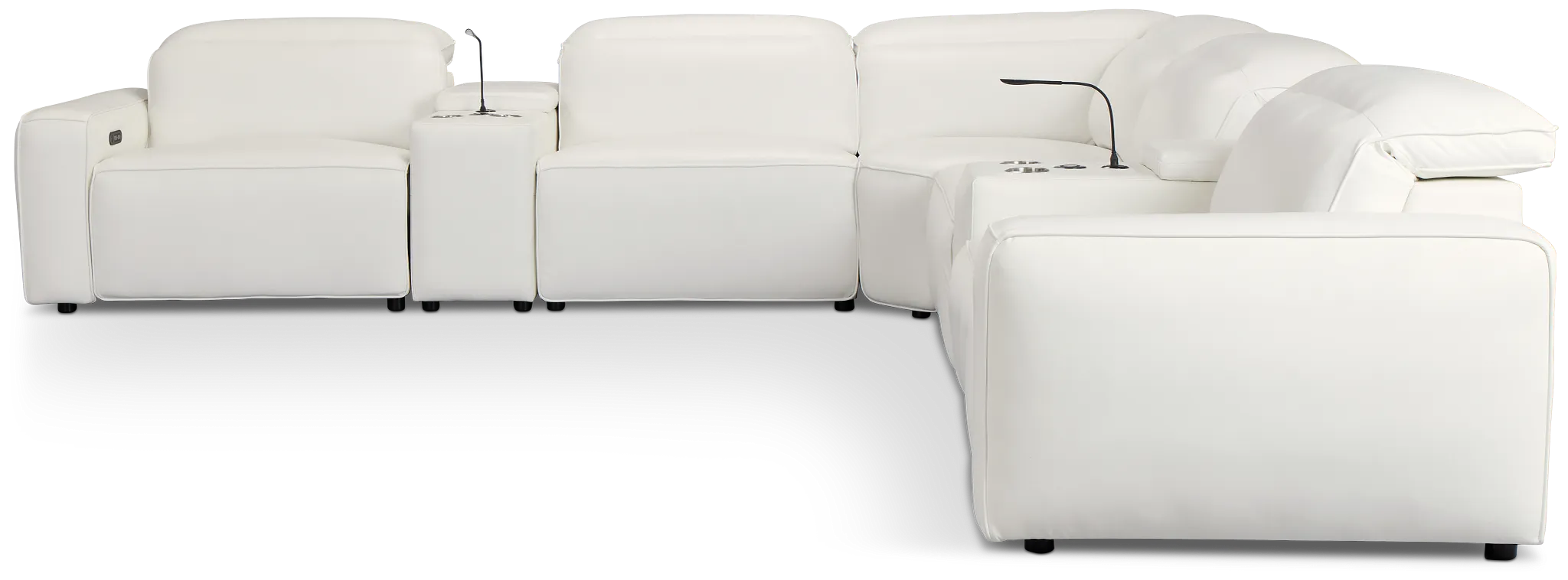 Tidal White Lthr/vinyl Large Triple Power Reclining Two-arm Sectional