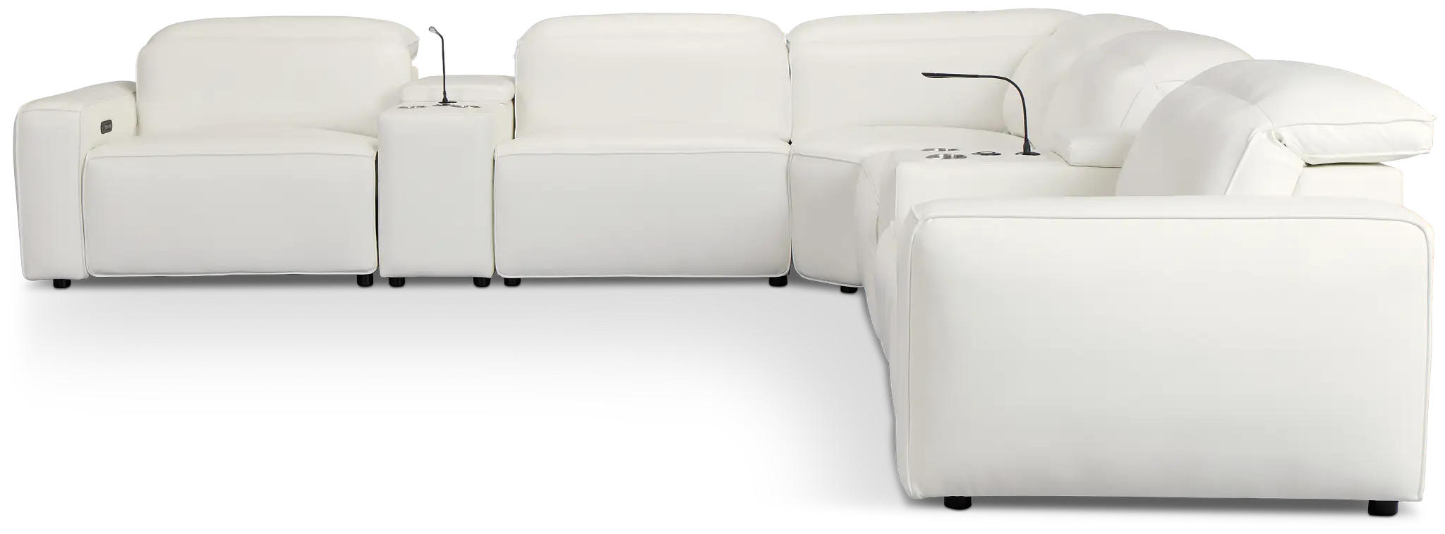 Tidal White Lthr/vinyl Large Triple Power Reclining Two-arm Sectional Tidal White Lthr/vinyl Large Triple Power Reclining Two-arm Sectional