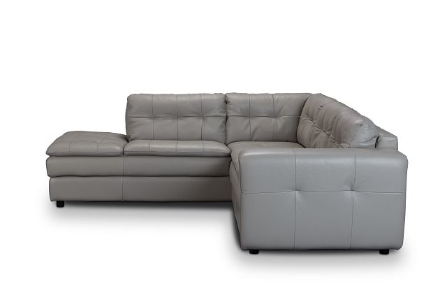 Rowan Gray Leather Small Left Bumper Sectional