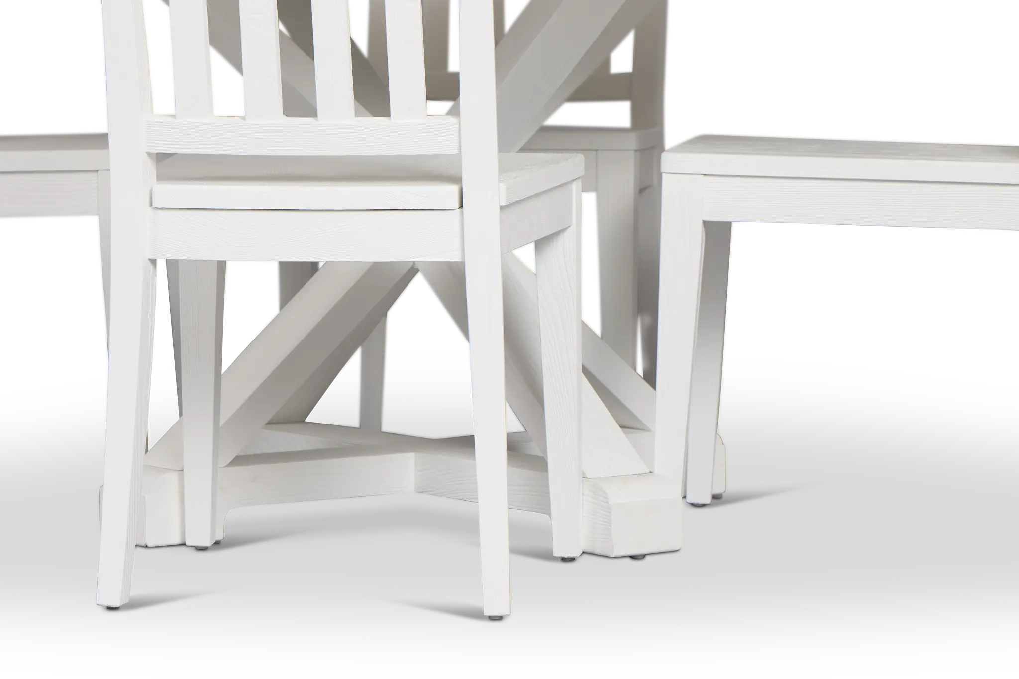 Nantucket Two-tone Pine Round Table & 4 White Chairs Nantucket Two-tone Pine Round Table & 4 White Chairs