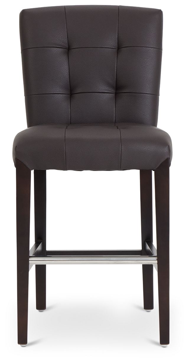 Shelby Dark Brown Micro 24" Upholstered Barstool