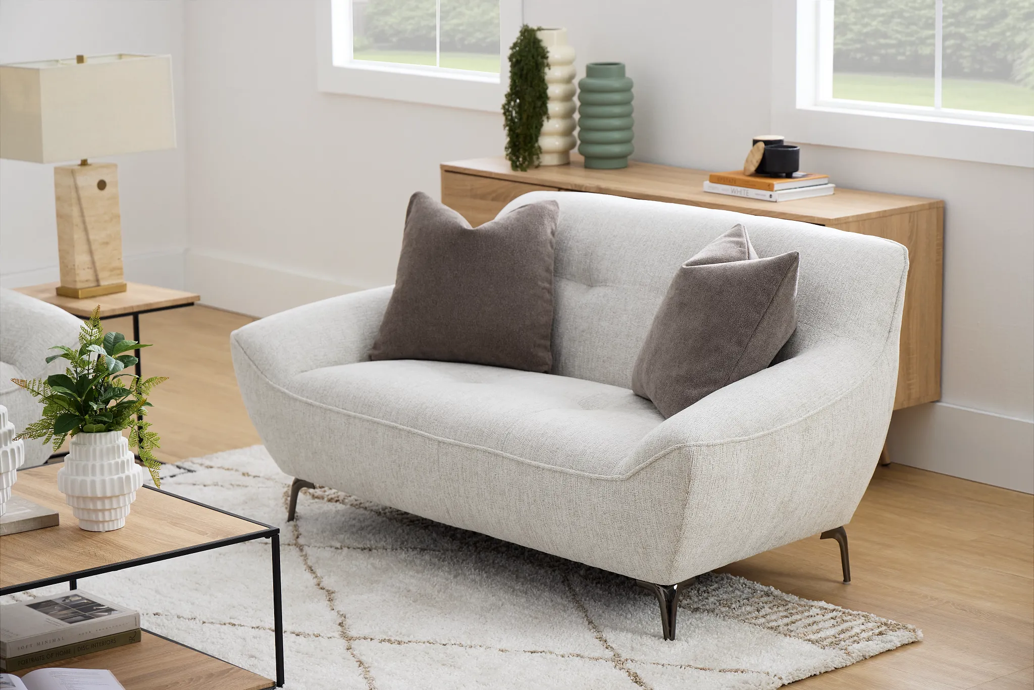 Zoey Light Beige Fabric Loveseat