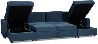 Addie Blue Fabric Double Chaise Sleeper Storage Sectional
