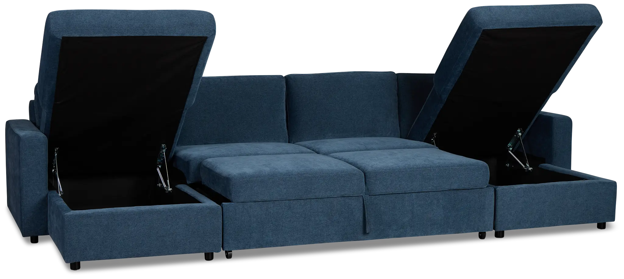 Addie Blue Fabric Double Chaise Sleeper Storage Sectional Addie Blue Fabric Double Chaise Sleeper Storage Sectional