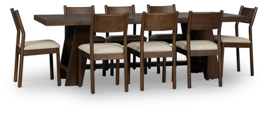 Rochester Dark Tone Rect Table & 8 Uph Chairs