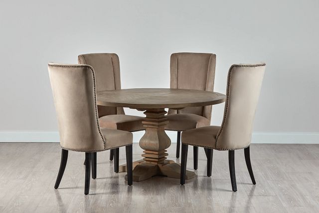 Hadlow Gray 54" Table & 4 Velvet Chairs (0)
