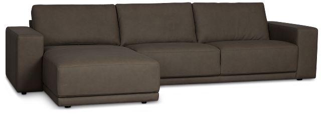 Kellan Dark Gray Leather Left Chaise Sectional