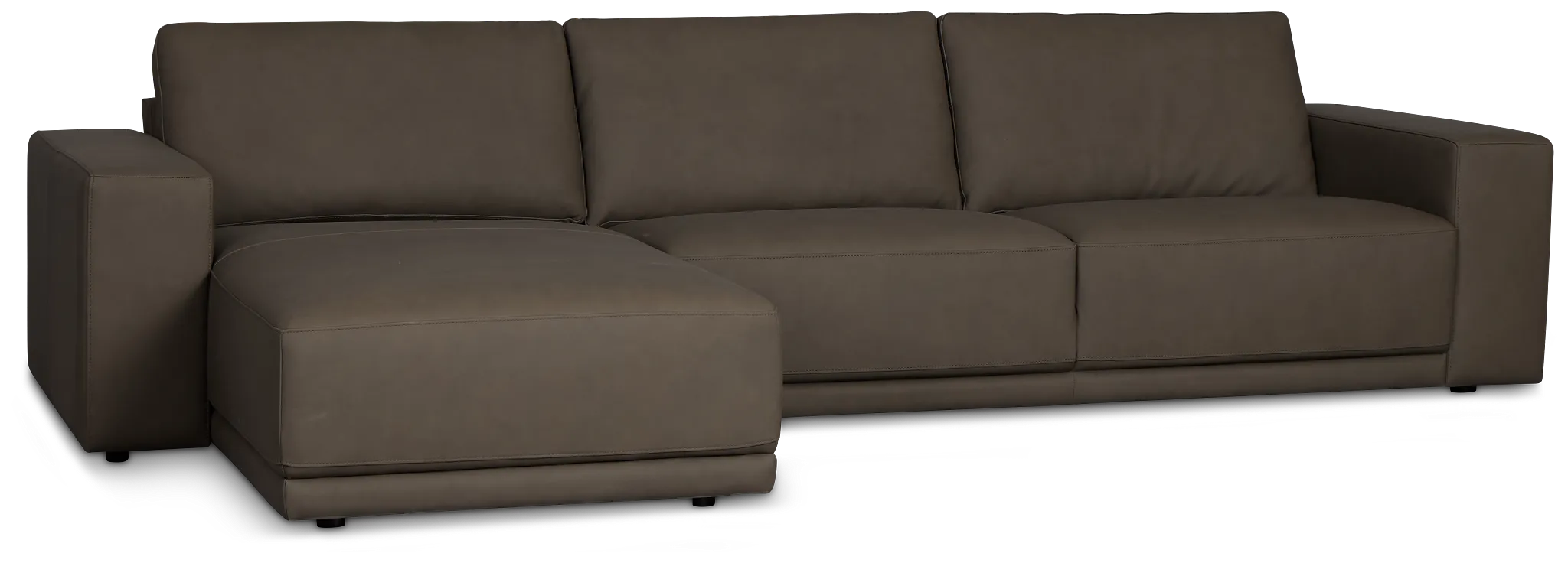 Kellan Dark Gray Leather Left Chaise Sectional