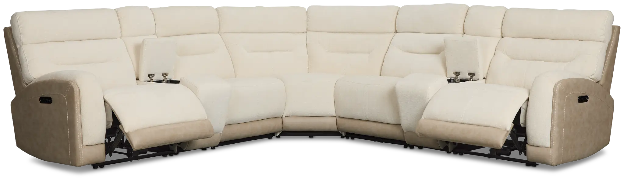 Travis Light Beige Fabric Large Dual Power Reclining Two-arm Sectional Travis Light Beige Fabric Large Dual Power Reclining Two-arm Sectional