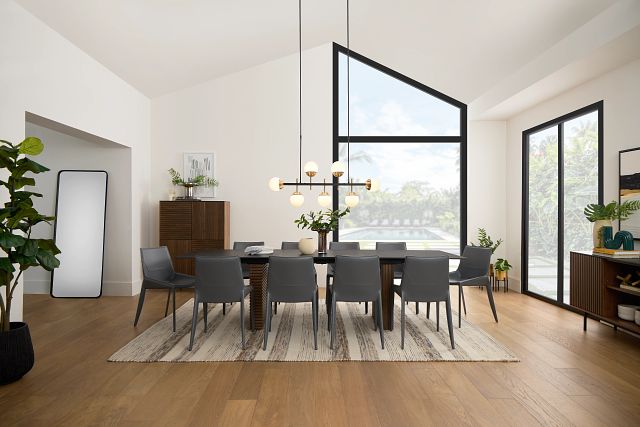 Wayne Two-tone Rect Table With 4 Gray Upholstered Side Chairs