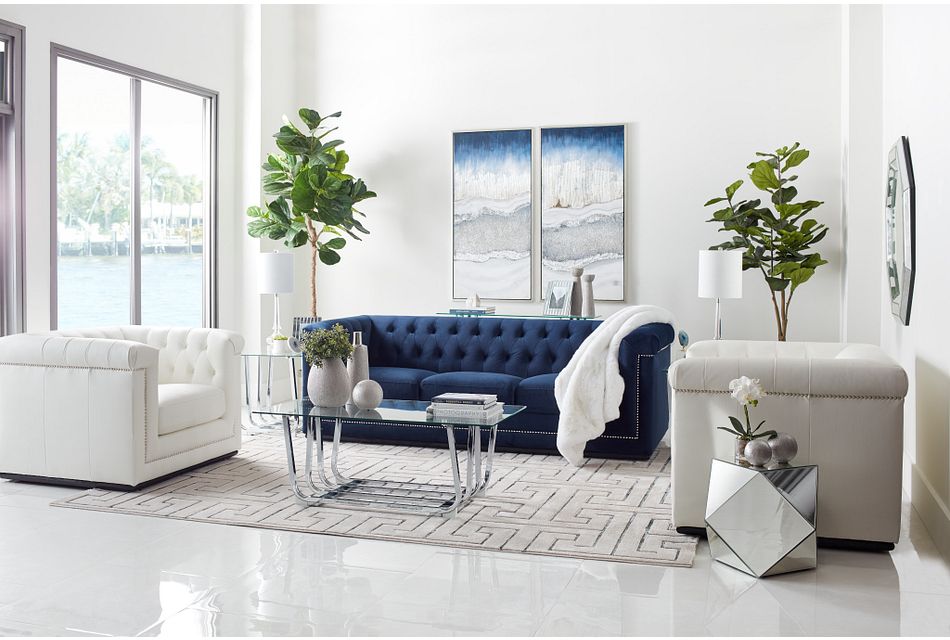 Blair Dark Blue Micro Sofa Living Room Sofas City Furniture