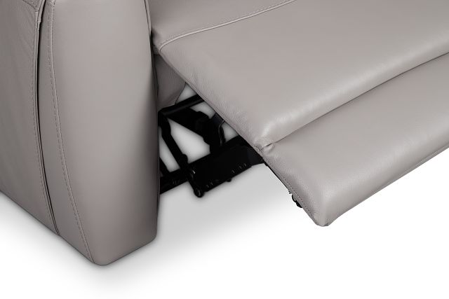Walker Light Gray Lthr/vinyl Power Reclining Console Loveseat W/ Power Headrest