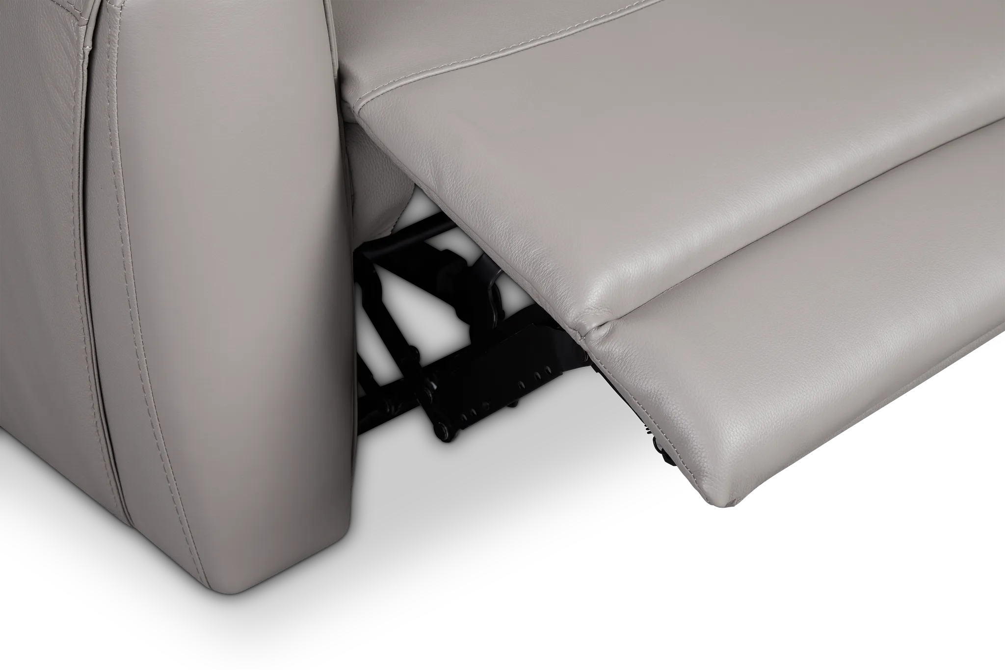 Walker Light Gray Lthr/vinyl Power Reclining Console Loveseat W/ Power Headrest