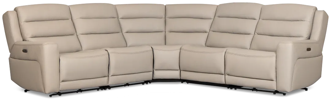 Wilder Taupe Leather Small Triple Power Reclining Two-arm Sectional