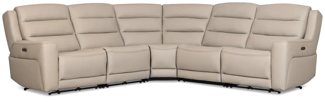 Wilder Taupe Leather Small Triple Power Reclining Two-arm Sectional Wilder Taupe Leather Small Triple Power Reclining Two-arm Sectional