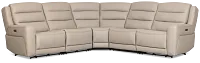 Wilder Taupe Leather Small Triple Power Reclining Two-arm Sectional