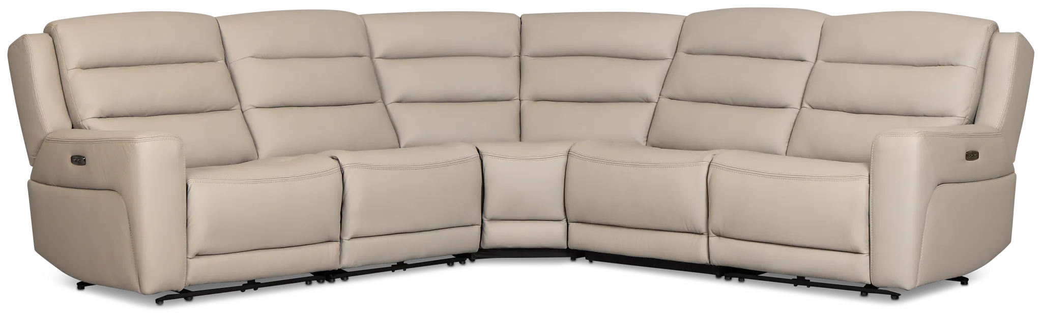 Wilder Taupe Leather Small Triple Power Reclining Two-arm Sectional