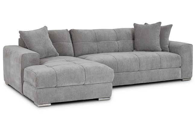 Brielle Light Gray Fabric Left Chaise Sectional