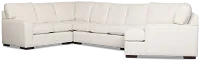 Sinclair Light Beige Fabric Right Cuddler Memory Foam Sleeper Sectional