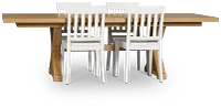 Nantucket Light Tone Rect Table & 4 White Wood Chairs