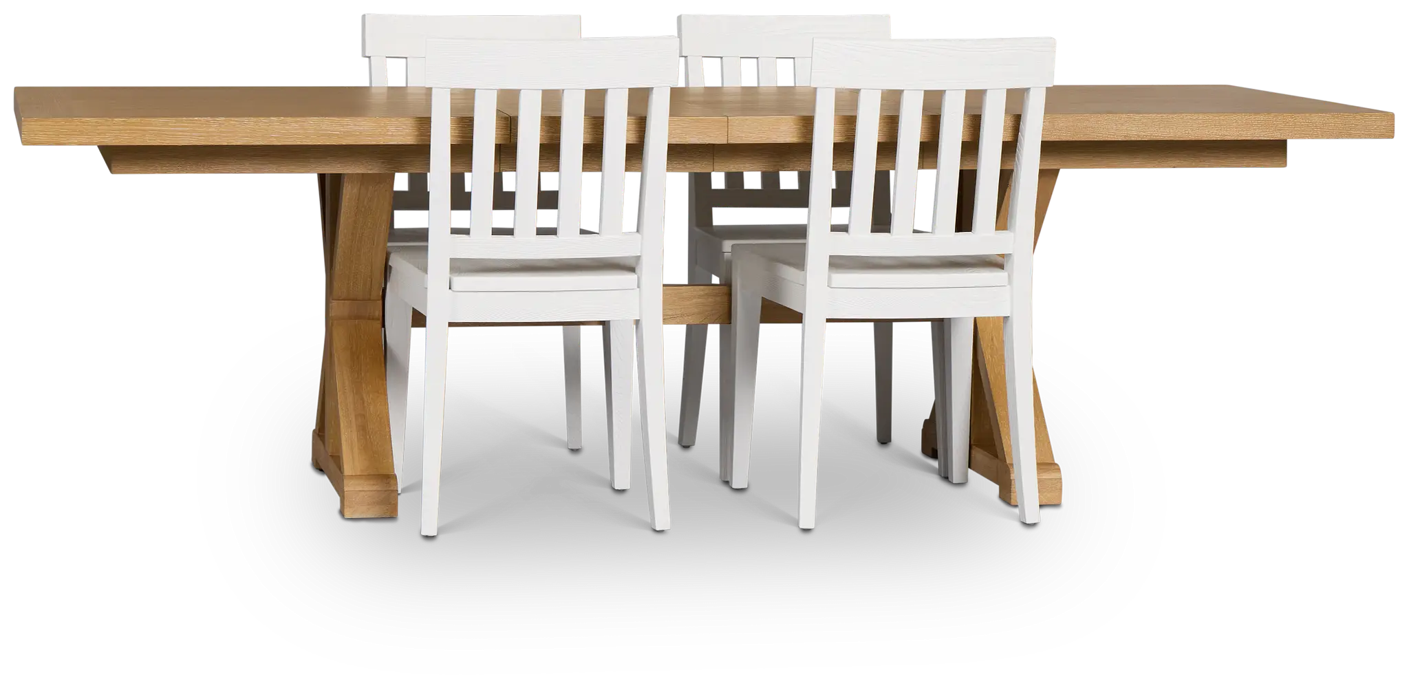 Nantucket Light Tone Rect Table & 4 White Wood Chairs Nantucket Light Tone Rect Table & 4 White Wood Chairs