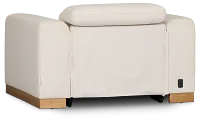 Leona Light Beige Fabric Power Recliner With Power Headrest