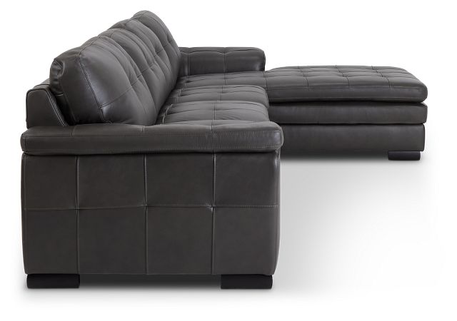 Braden Dark Gray Leather Small Right Chaise Sectional
