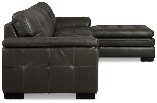 Braden Dark Gray Leather Small Right Chaise Sectional