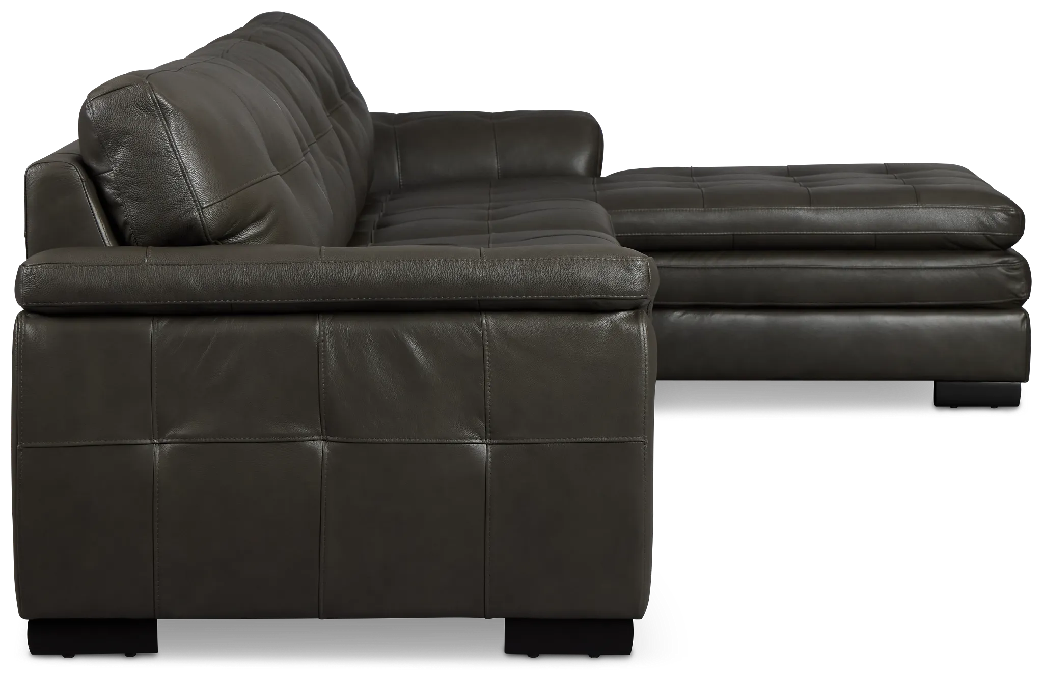 Braden Dark Gray Leather Small Right Chaise Sectional